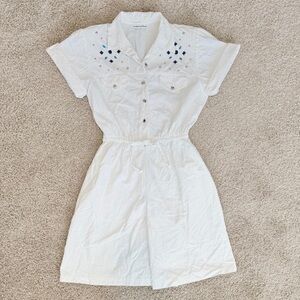 Vintage White Rhinestone Romper Jordan Michaels Western Snap